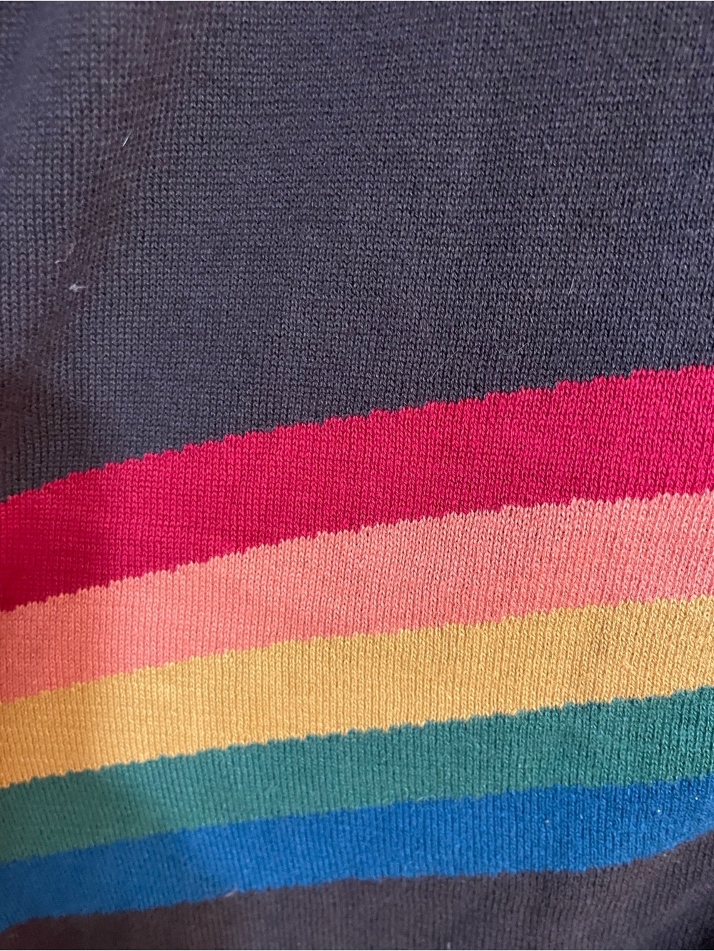 NATURAL LIFE Live Happy Cardigan Sweater Cardigan Rainbow Bands Charcoal Cotton - Picture 13 of 15